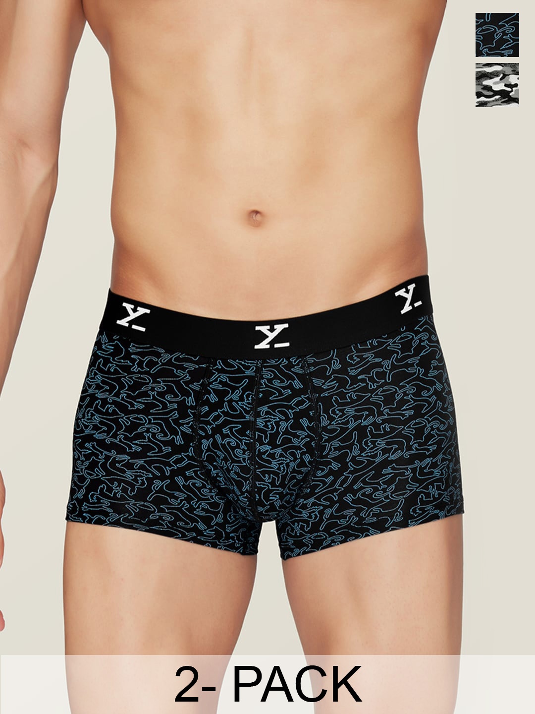 

XYXX Pack Of 2 Printed Sweat Wicking Trunks XYTRNK2PCKN220, Black