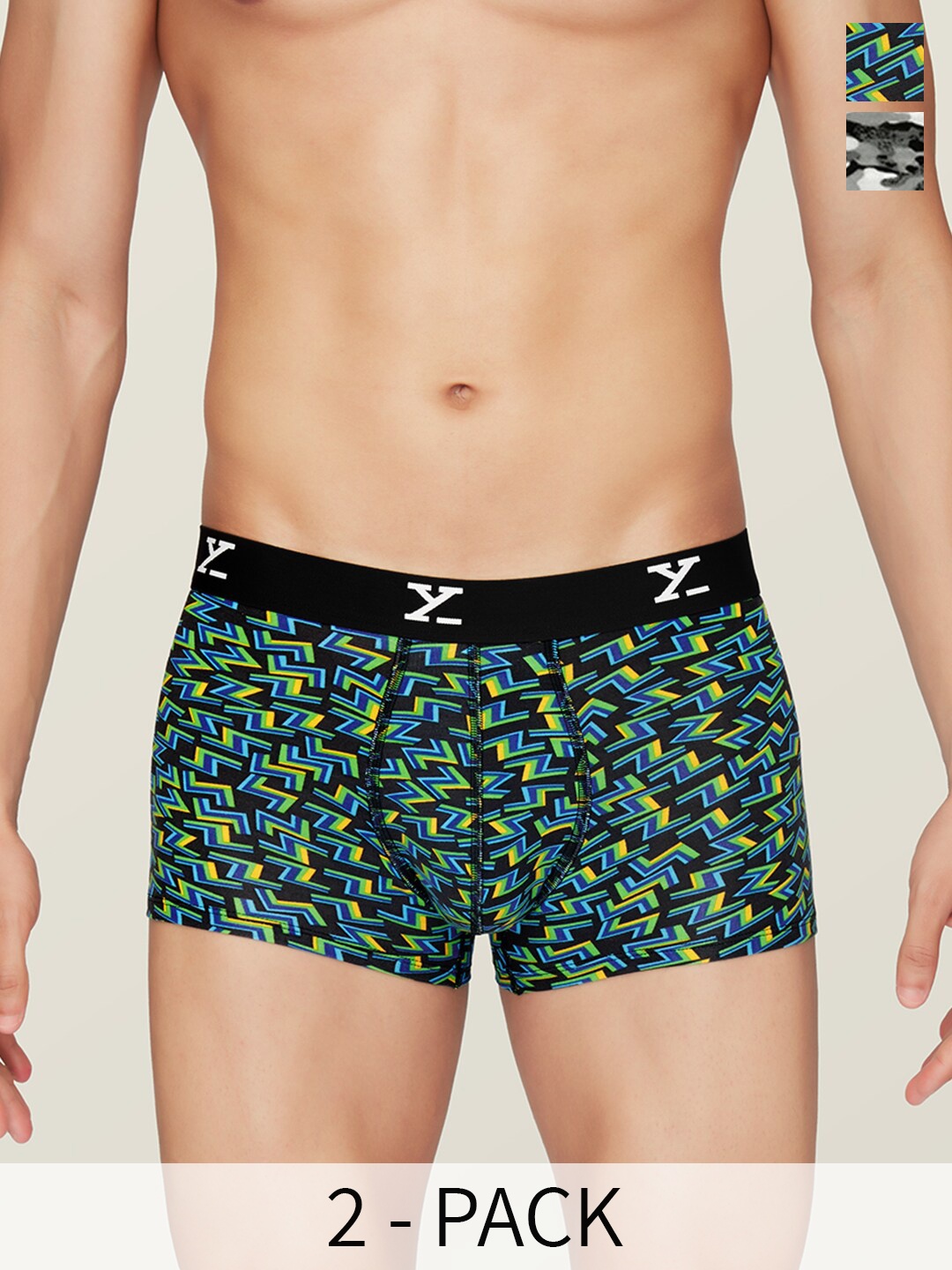 

XYXX Pack Of 2 Printed Sweat Wicking Trunks XYTRNK2PCKN219, Black