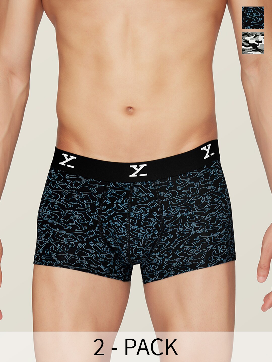 

XYXX Pack Of 2 Printed Trunks XYTRNK2PCKN220, Black