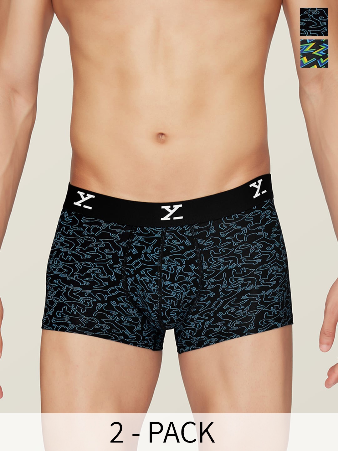 

XYXX Pack Of 2 Printed Sweat Wicking Trunks XYTRNK2PCKN226, Black