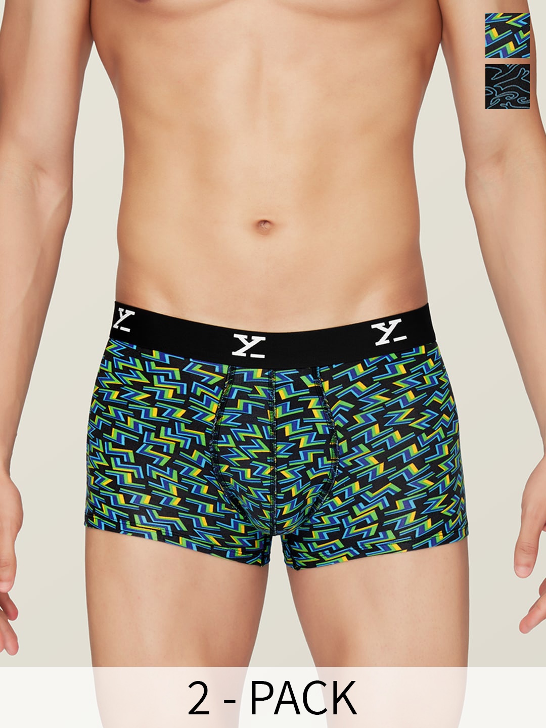 

XYXX Pack Of 2 Suhffle Intellisoft Printed Modal Trunk XYTRNK2PCKN226, Black
