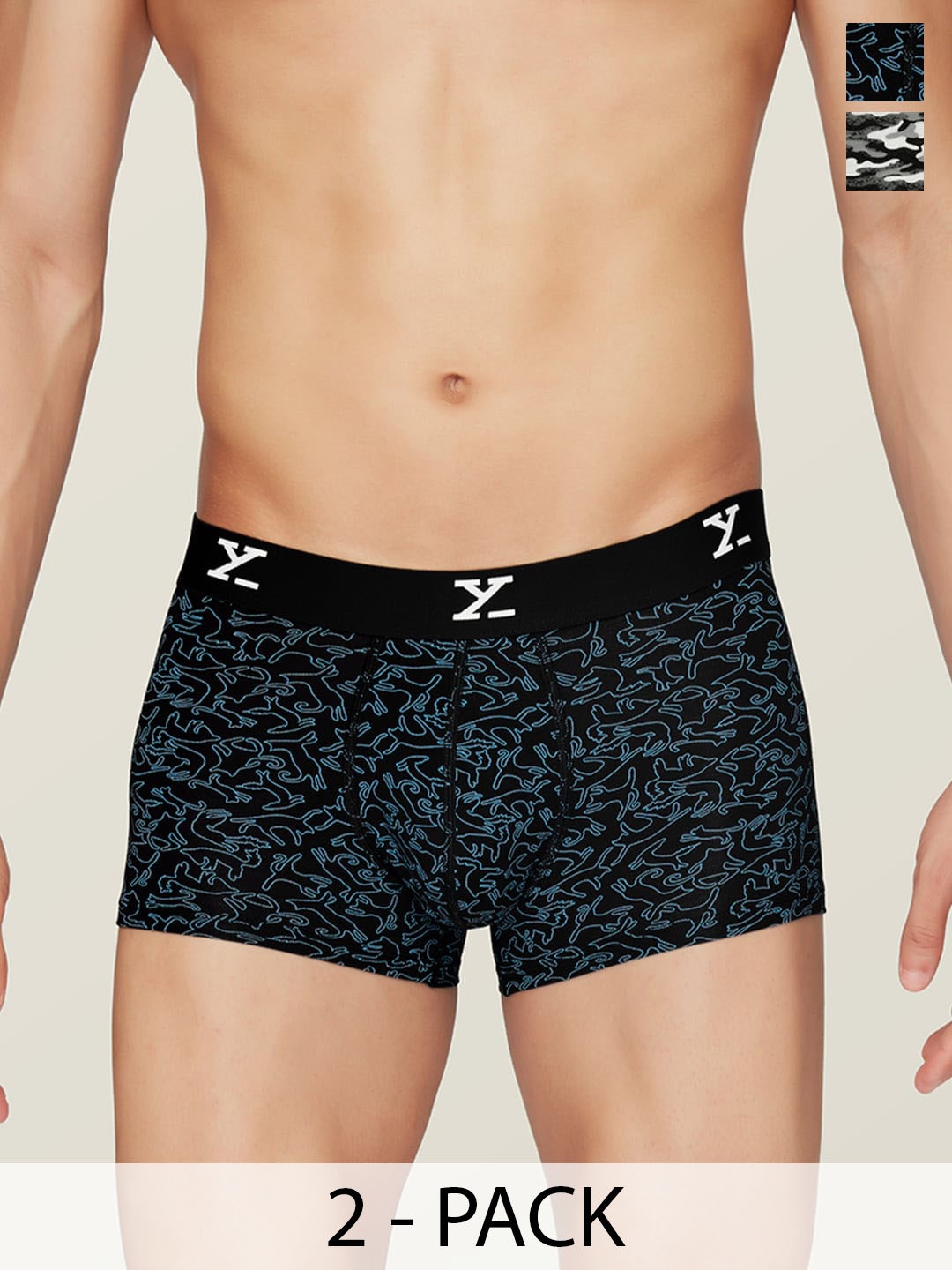 

XYXX Pack Of 2 Printed Trunks XYTRNK2PCKN220, Black