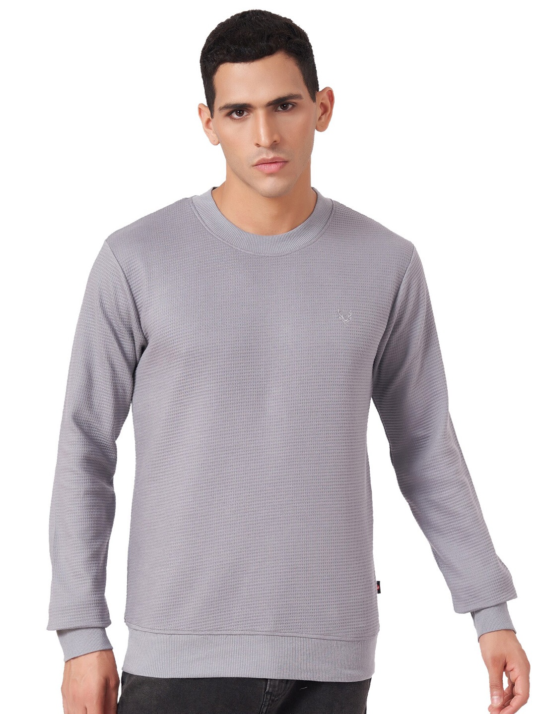 

ZU Self Design Pure Cotton Pullover Sweatshirt, Grey