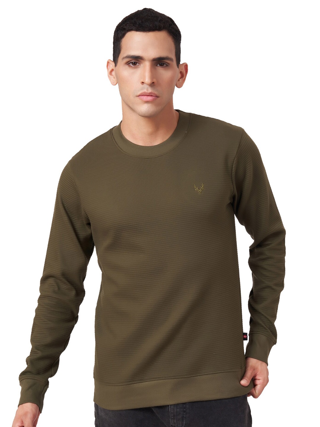 

ZU Round Neck Cotton Sweatshirt, Olive