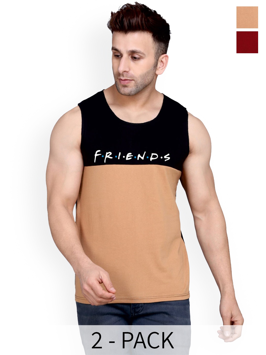 

SLOWLORIS Pack Of 2 Cotton Bio-Washed Gym Vests SL26 ( MAROON KEEP ) ( BLACKRUST FRD )