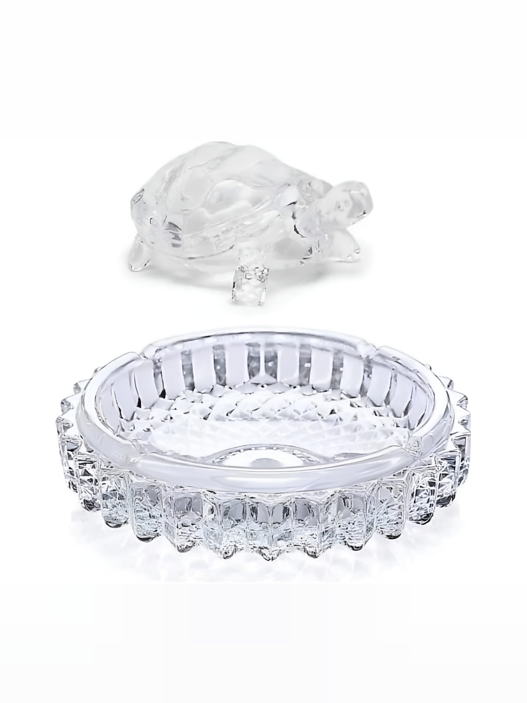 

Navyaksh Transparent Turtle With Tray Religious Idol Showpiece