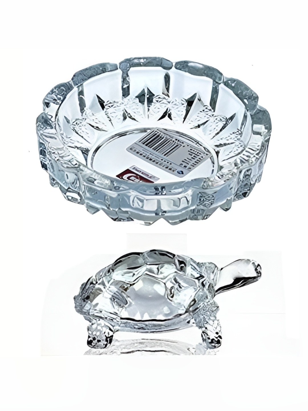 

Navyaksh White Crystal Religious Small Turtle Plate Showpiece