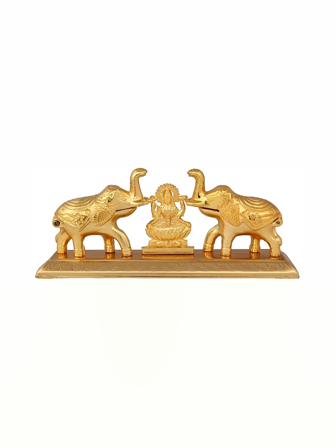 

Navyaksh Gold-Toned Religious Small Plate 2 Elephant Laxmi Ji Showpiece
