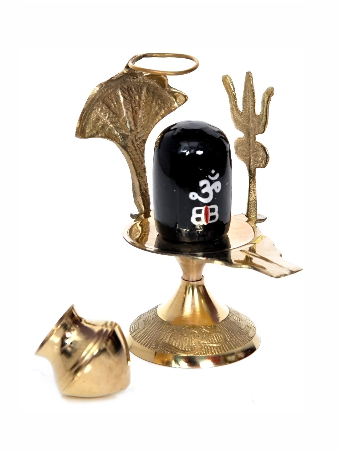 

Navyaksh Black & Gold Toned Shivaling Brass Religious Idol Showpiece