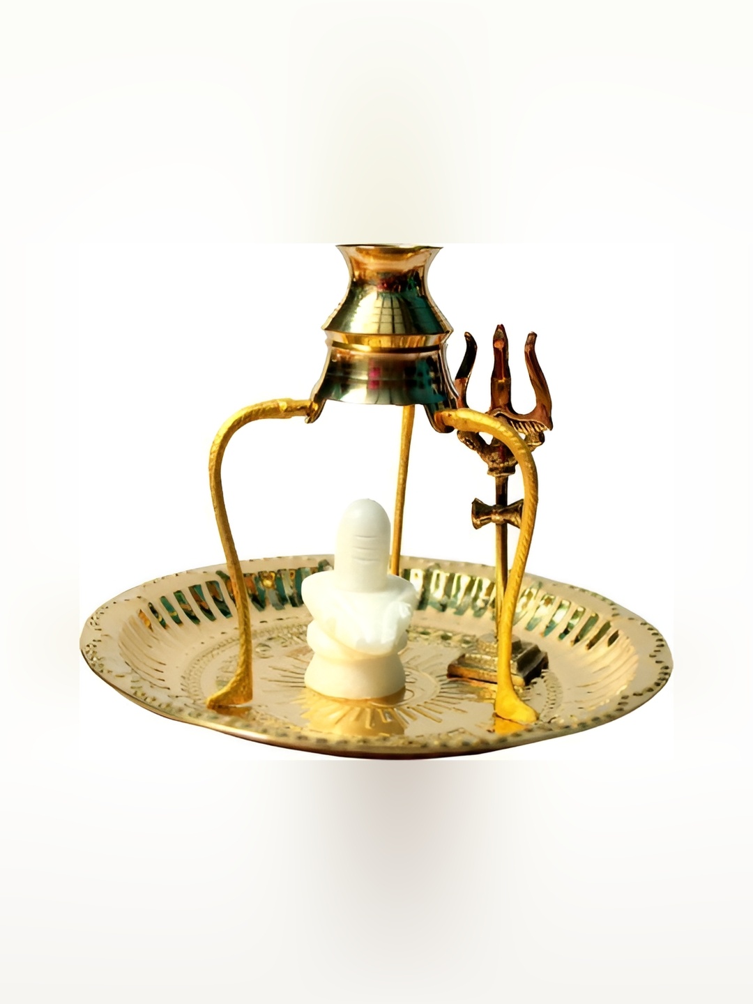 

Navyaksh Gold-Toned Brass Shivling Decorative Showpiece