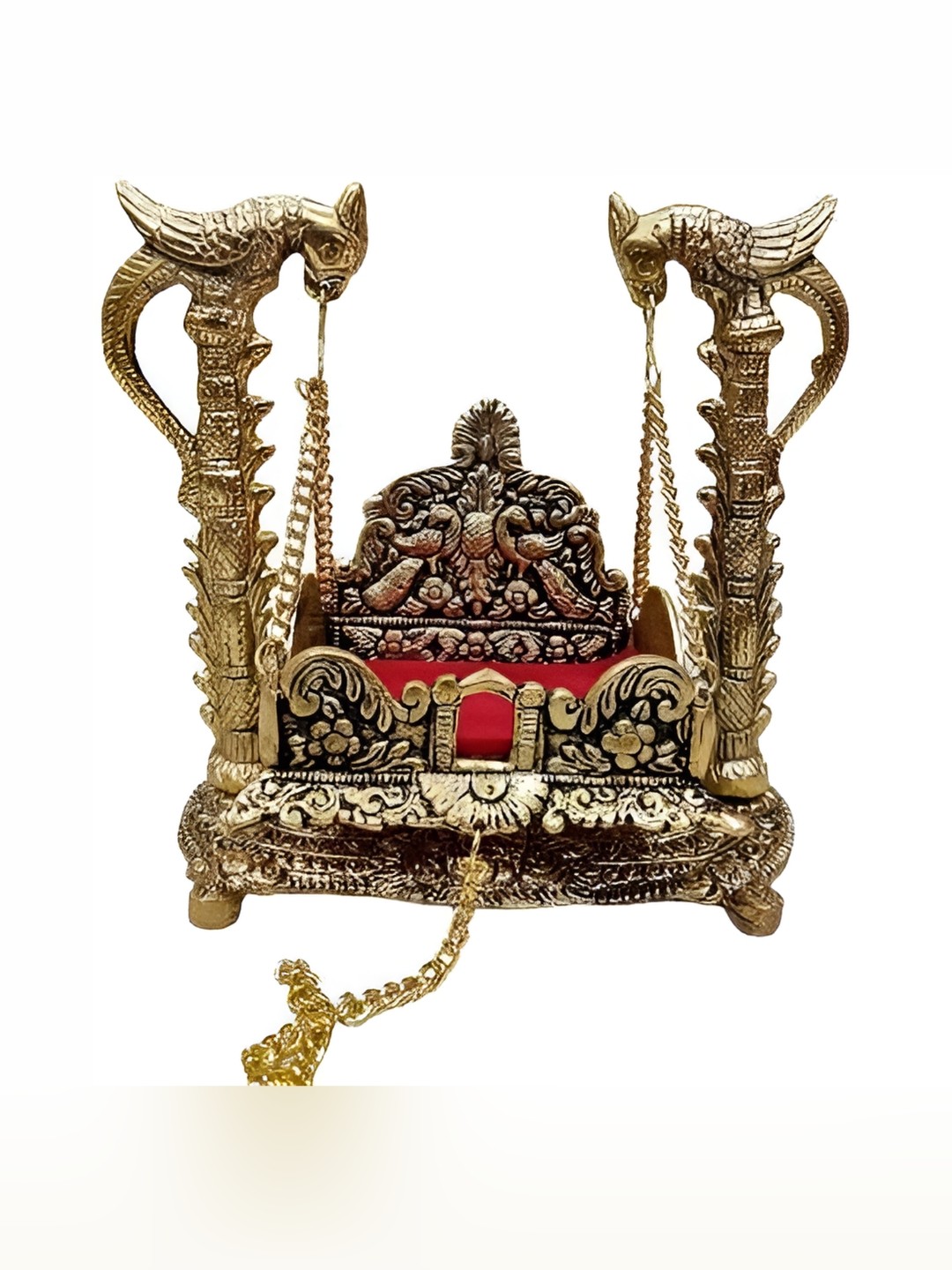 

Navyaksh Gold-Toned & Red Religious Small jhula Tota Showpiece