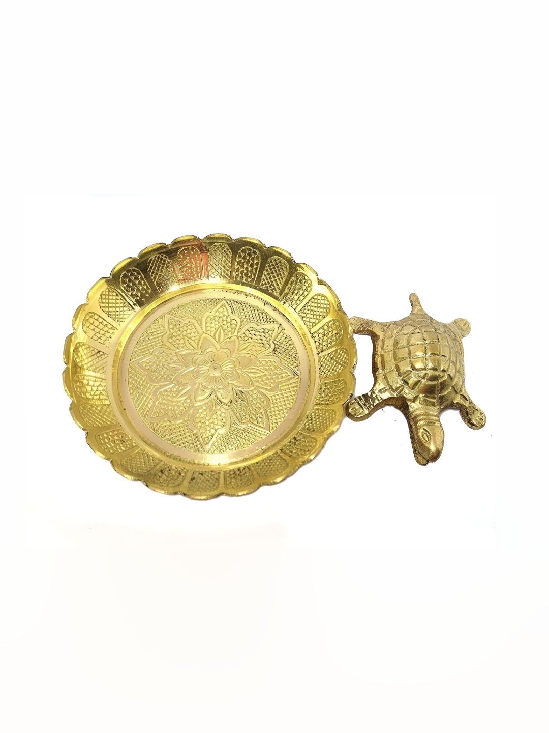 

Navyaksh Gold-Toned Brass Religious Kachua Plate Showpiece