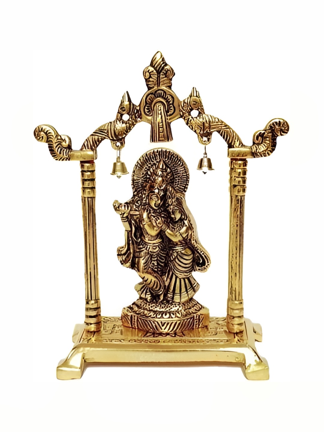 

Navyaksh Gold-Toned Brass Radha Krishna In Temple Showpiece