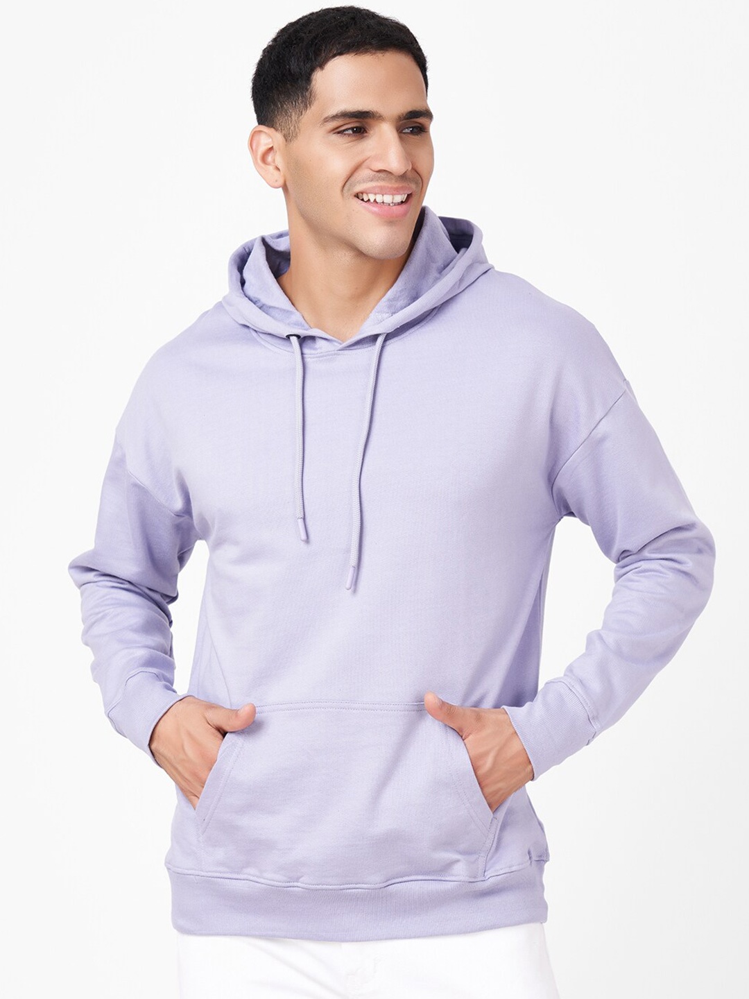 

ZU Hooded Oversized Drop Shoulder Sleeves Pure Cotton Pullover Sweatshirt, Lavender