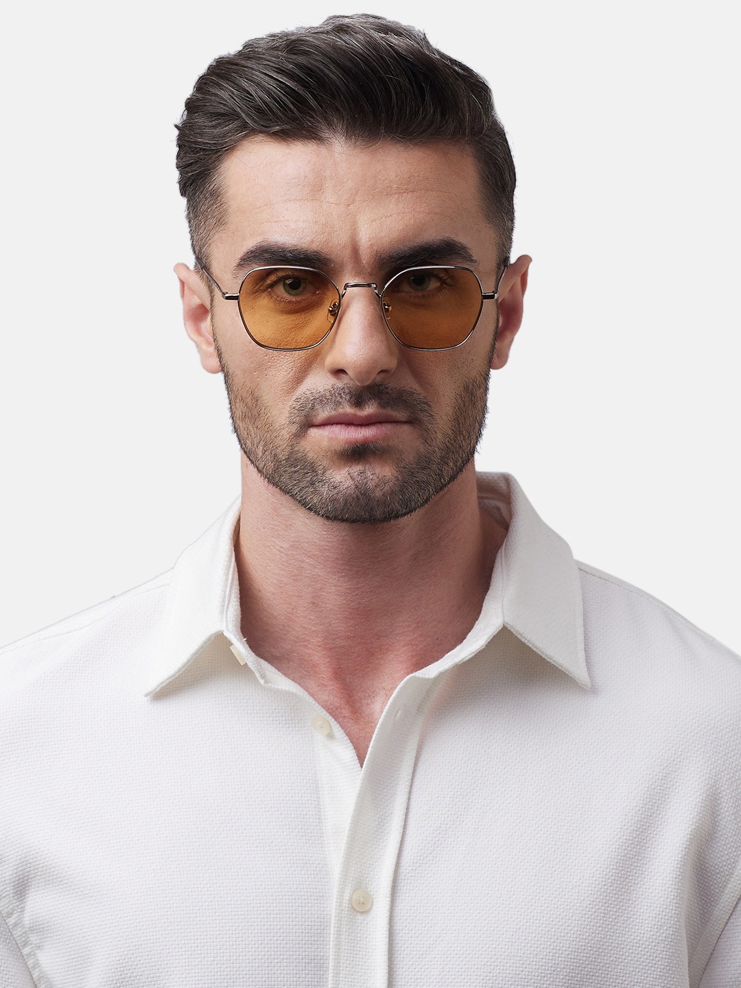 

Shisen Fox Unisex Browline Sunglass, Yellow
