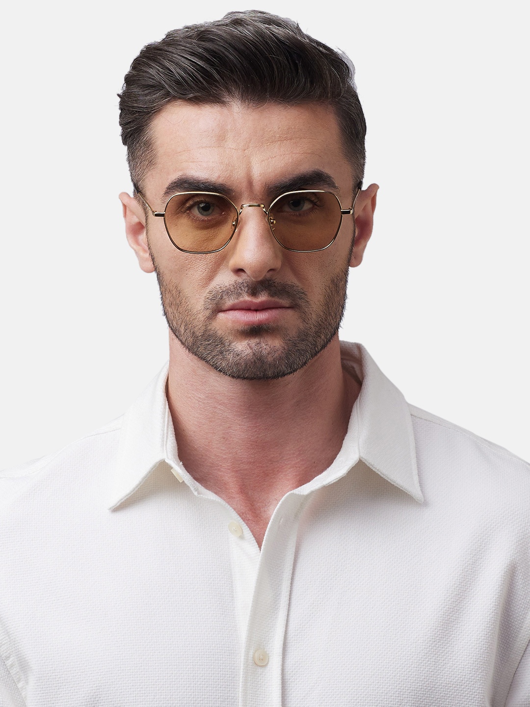 

Shisen Fox Unisex Square Sunglass, Gold