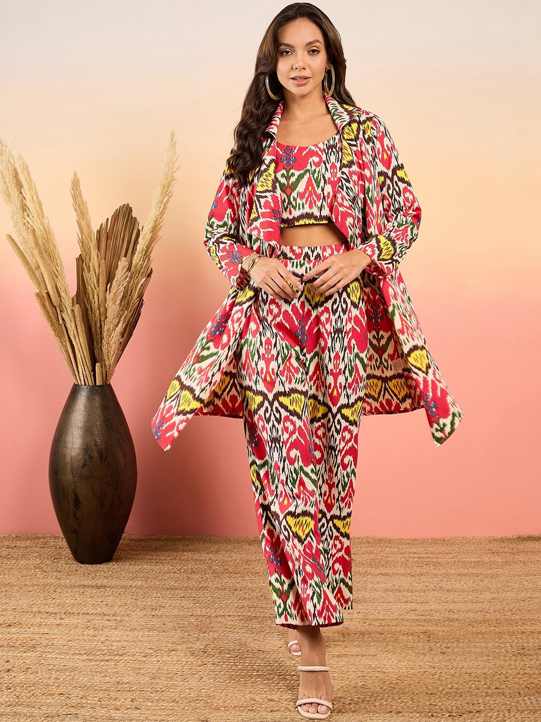 

MABISH by Sonal Jain Ethnic Motif Printed Top & Trouser With Shrug, Multi