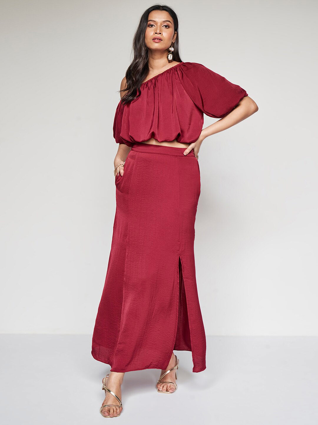 

AND One Shoulder Top With Skirt, Red