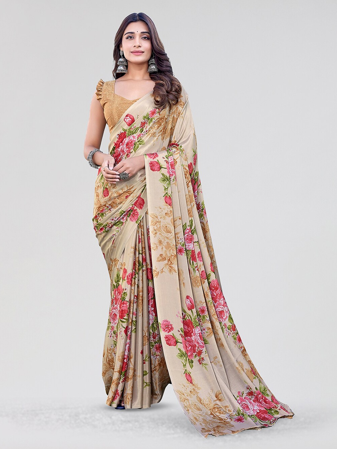 

Yashika Floral Printed Saree, Mustard