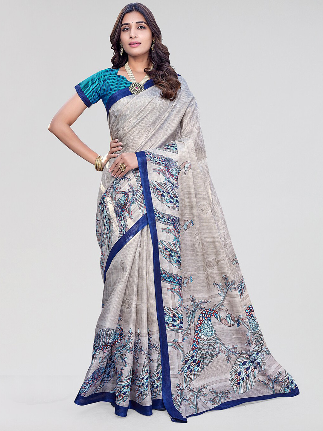

Yashika Ethnic Motifs Art Silk Mysore Silk Saree, Blue