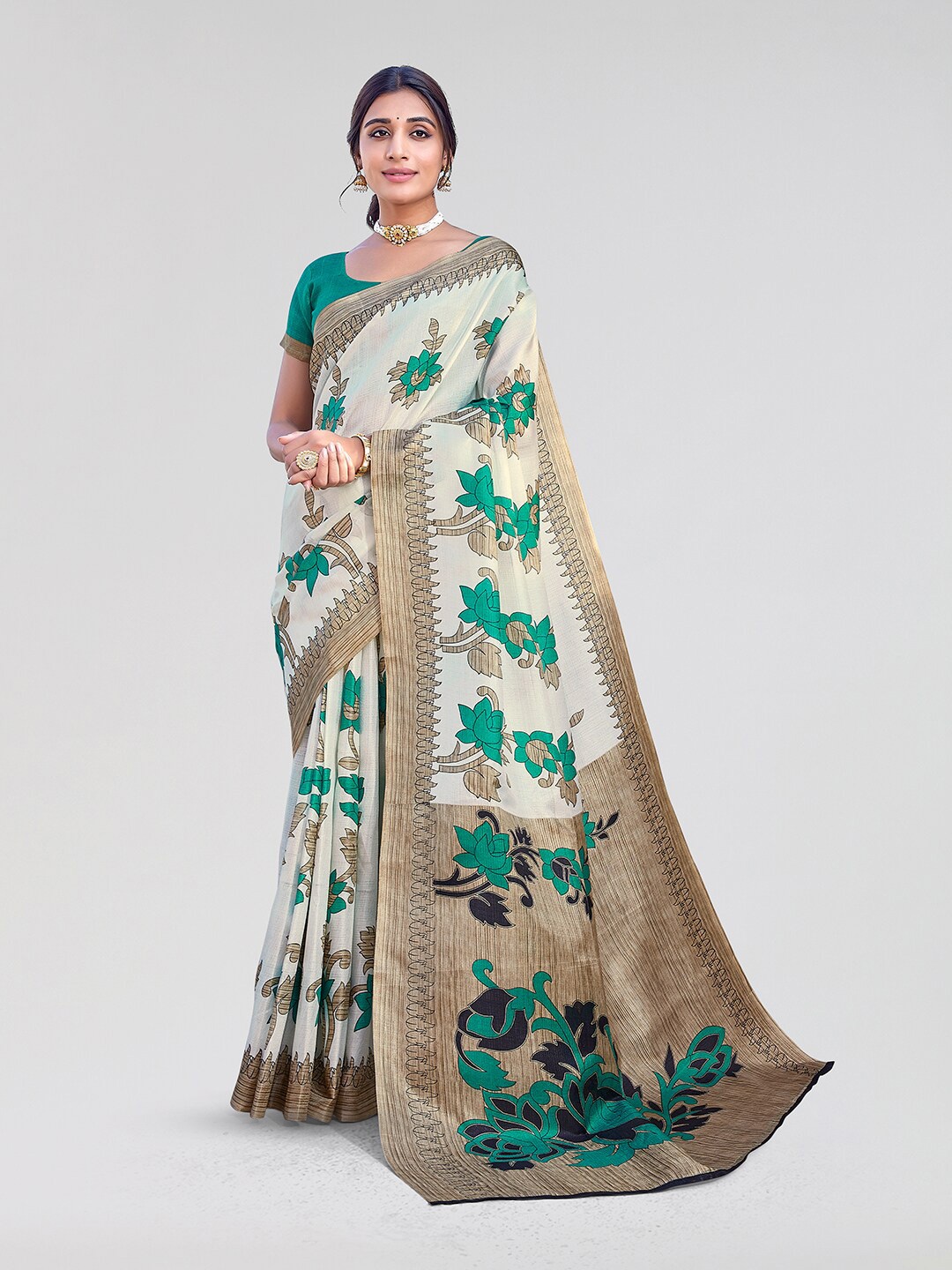 

Yashika Ethnic Motifs Art Silk Mysore Silk Saree, Green