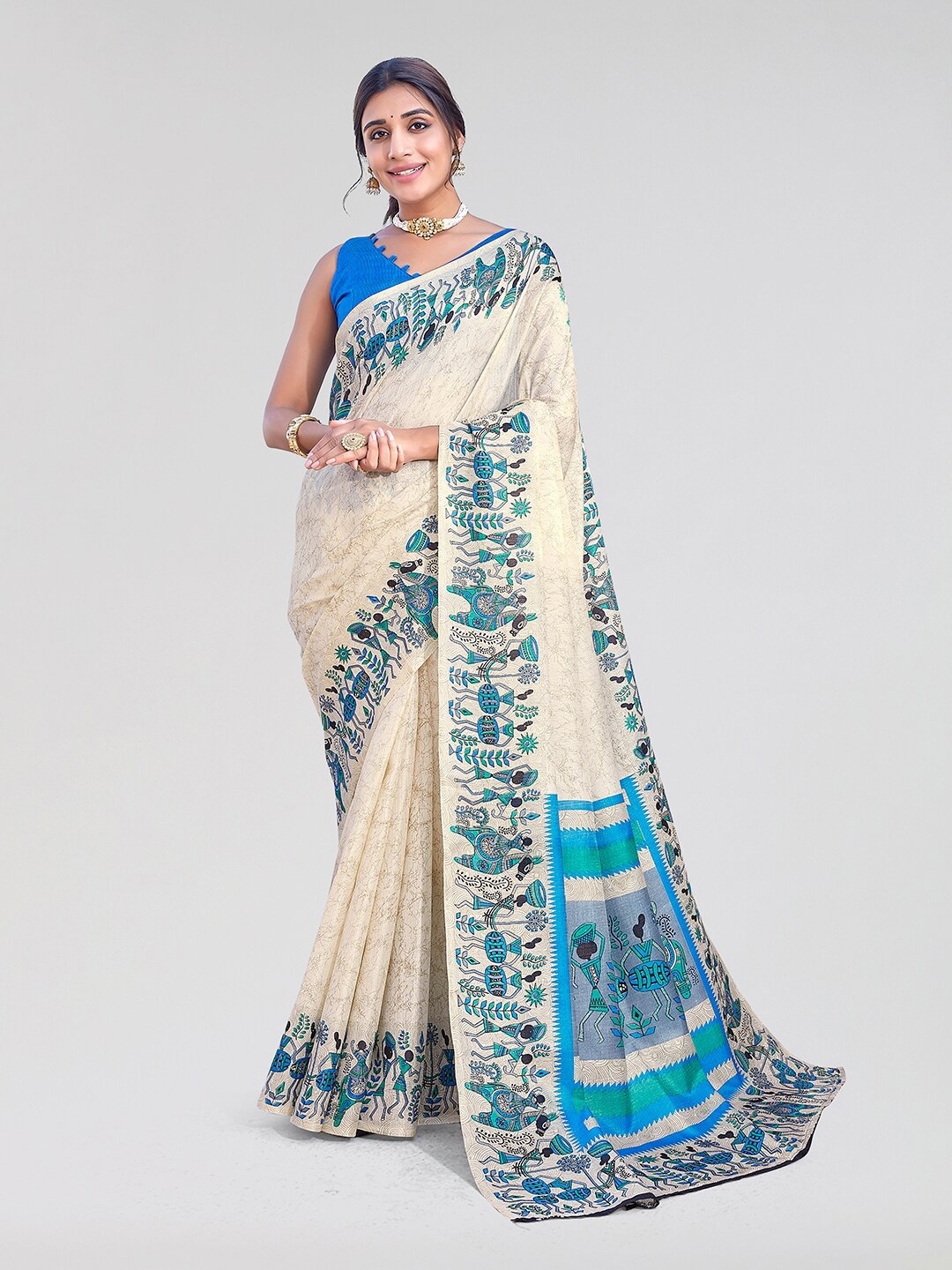 

Yashika Ethnic Motifs Printed Mysore Silk Saree, Blue