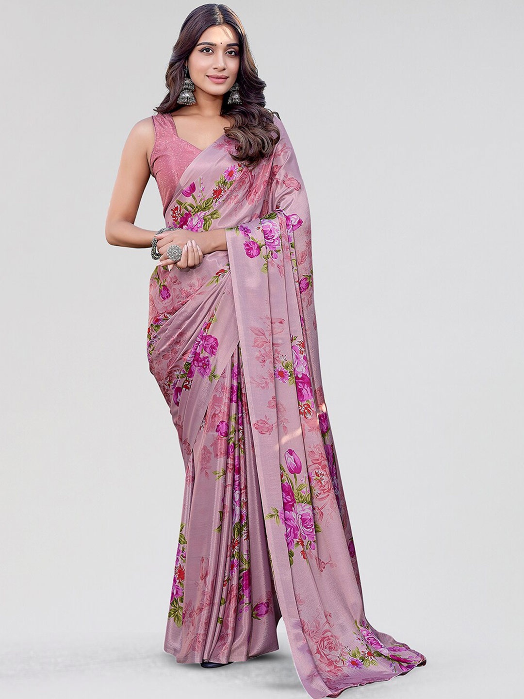 

Yashika Floral Printed Chiffon Saree, Pink