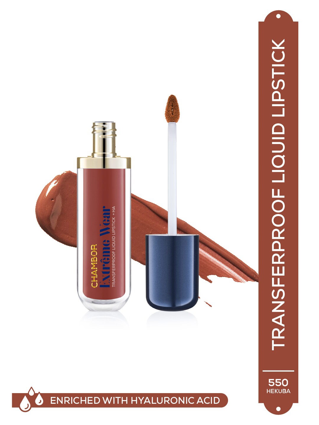 

Chambor Extreme Wear Transferproof Liquid Lipstick with Hyaluronic Acid 6ml - Hekuba 550, Brown