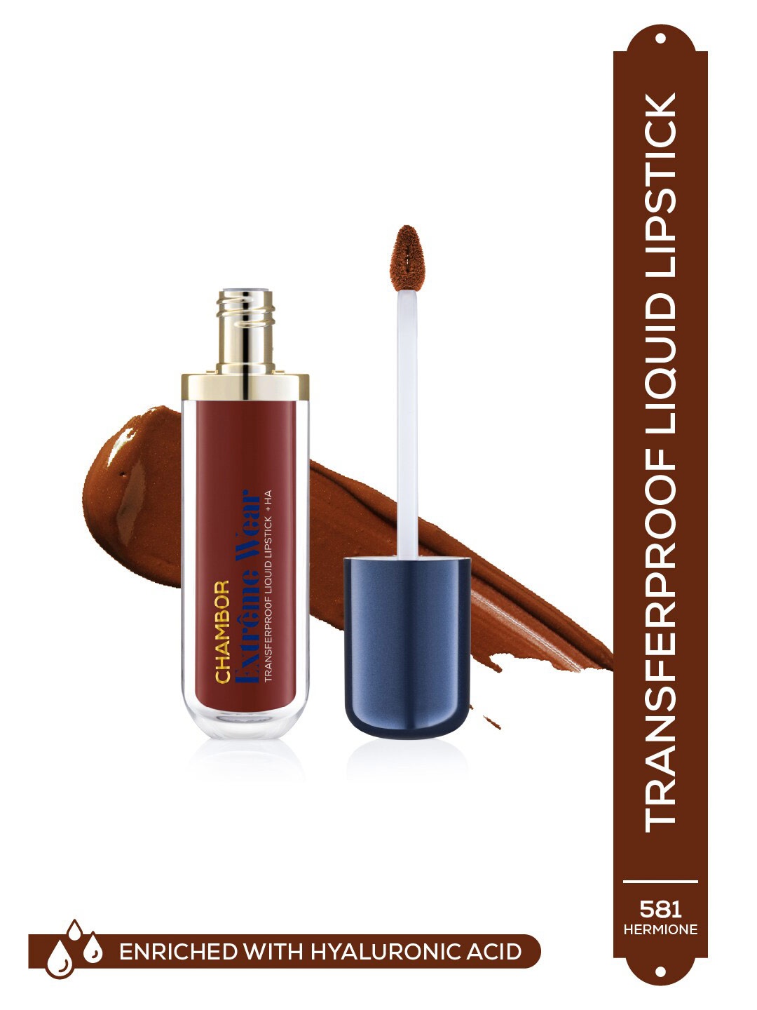 

Chambor Extreme Wear Transferproof Liquid Lipstick with Hyaluronic Acid 6ml - Hermione 581, Brown