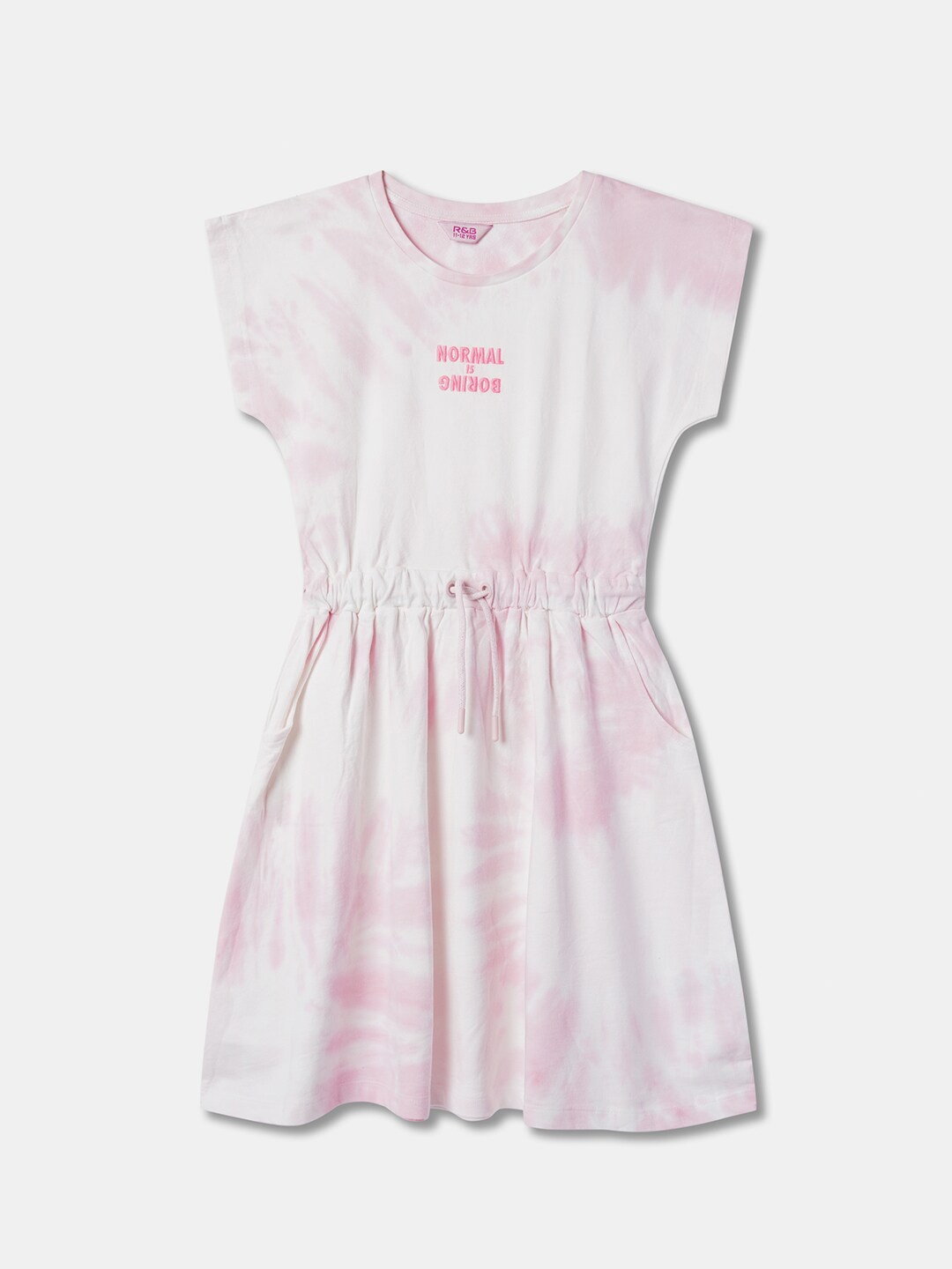 

R&B Girls Tie and Dyed Cotton Fit & Flare Dress, Pink