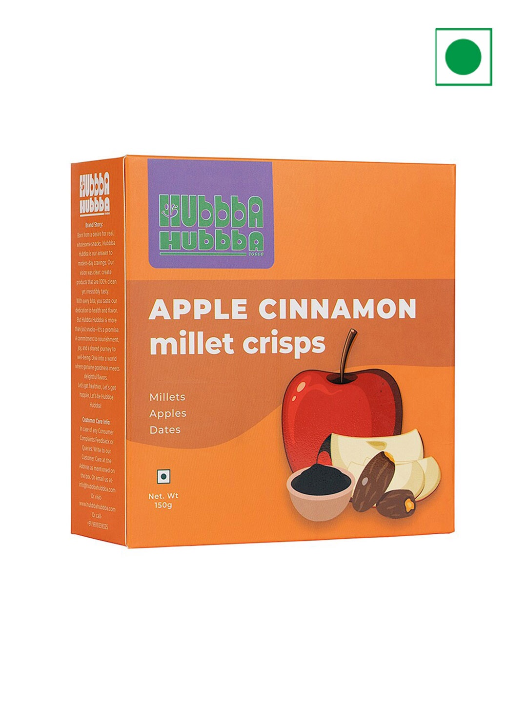 

Hubbba Hubbba Apple Cinnamon Crisps-150 gm, Orange