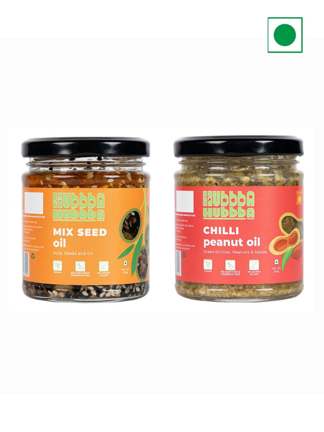 

Hubbba Hubbba Mix Seeds & Chilli Peanut Oil-190 gm Each, Yellow