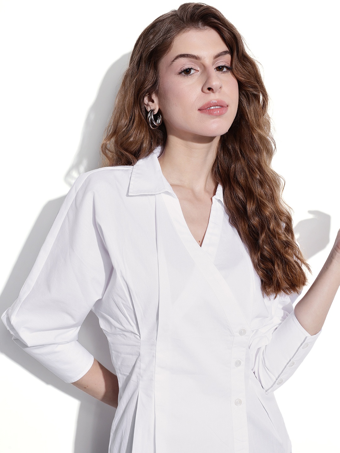 

DressBerry Double Breasted CorpCore Classics Shirt Style Top, White