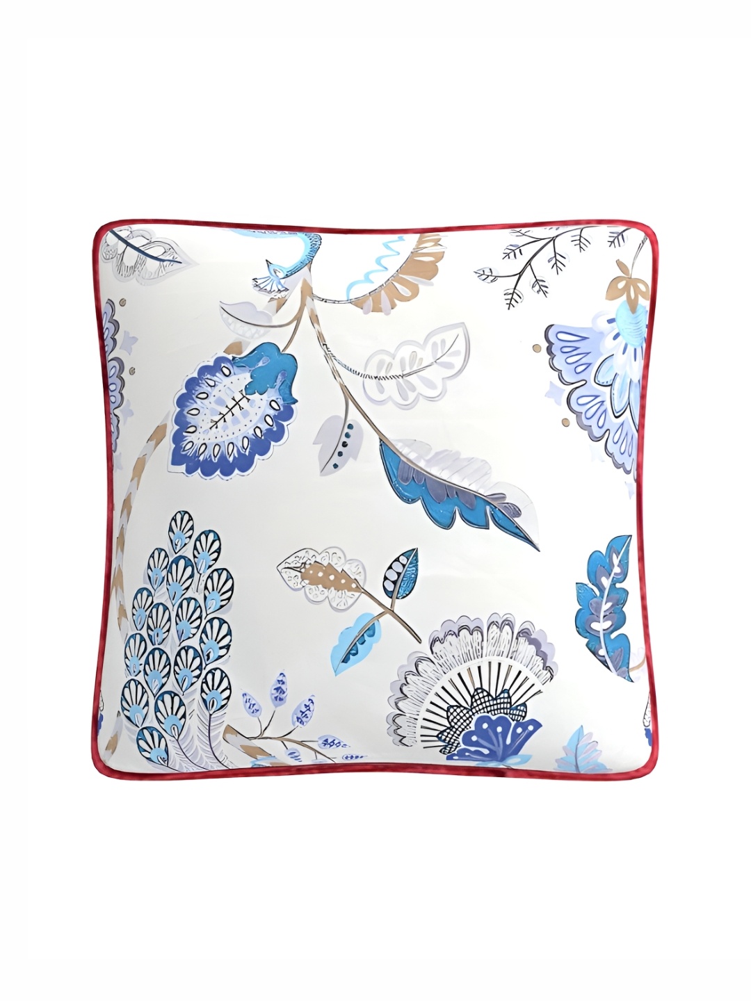 

TEAL BY CHUMBAK Blue & White 2 Pieces Floral Printed Square Cushion Covers