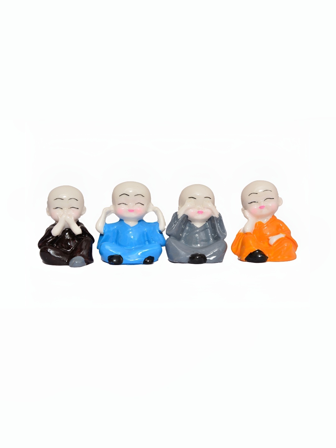 

Navyaksh Orange & Blue 4Pcs Buddha Monk Small Showpieces