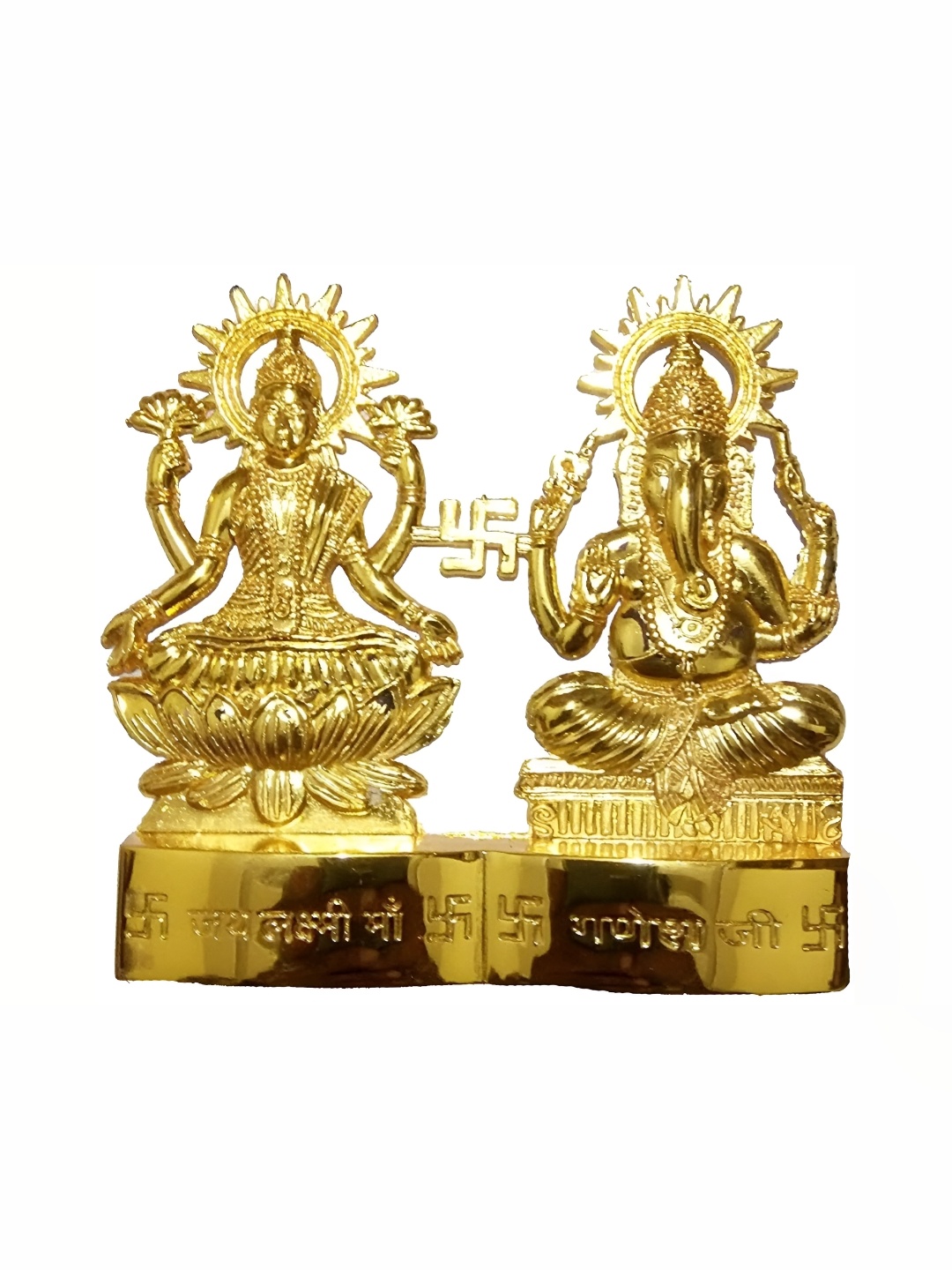 

Navyaksh Gold Toned Laxmi Ganesha Religious Idol Showpiece