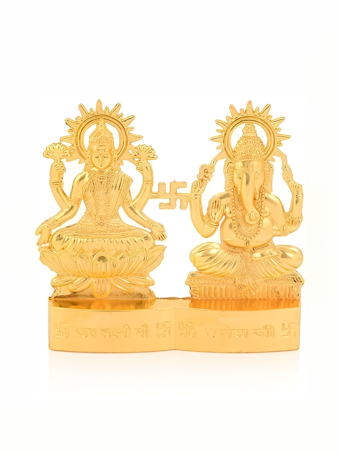 

Navyaksh Gold-Toned Brass Ganesh Laxmi Decorative Showpiece