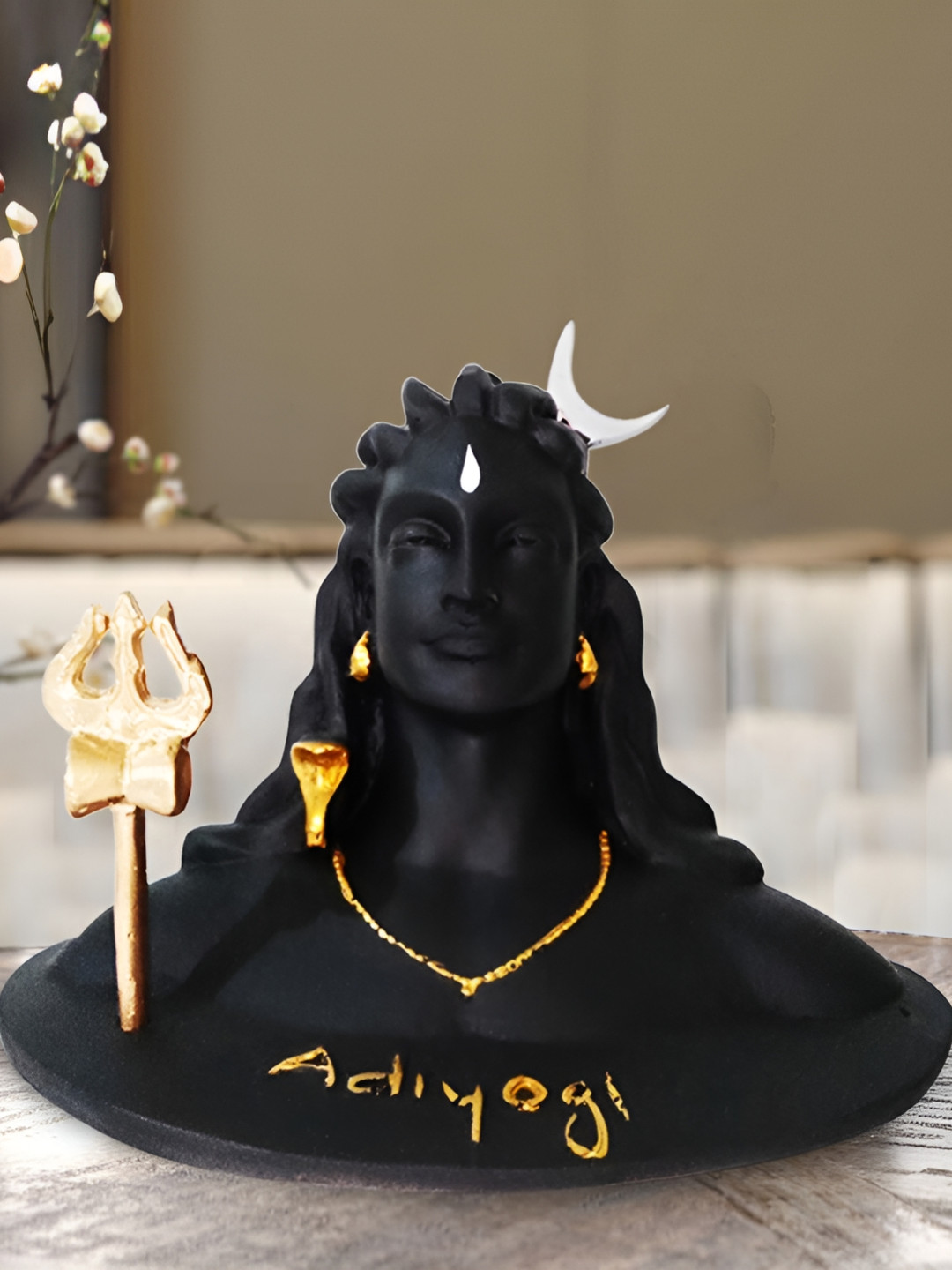 

Navyaksh Black & Gold Toned Religious Marble Idol Showpiece