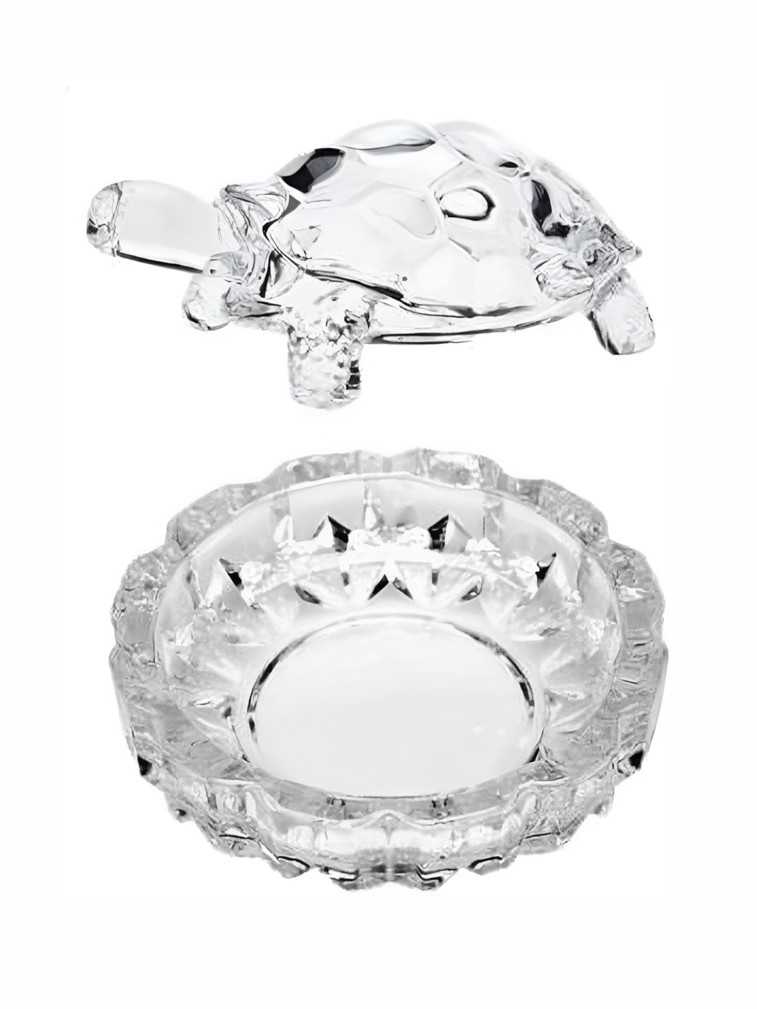 

Navyaksh White Crystal Religious Small Turtle Plate Showpiece