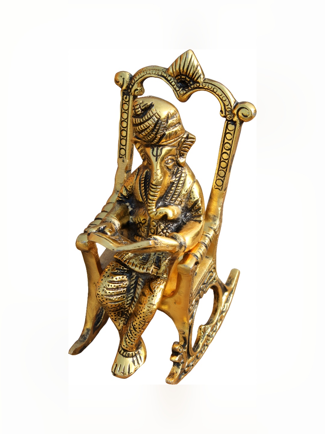 

Navyaksh Gold-Toned Brass Ganesh Showpiece