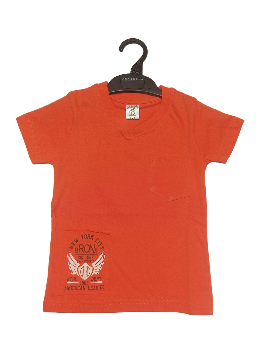 

BAESD Boys Printed Round Neck Cotton T-shirt, Orange