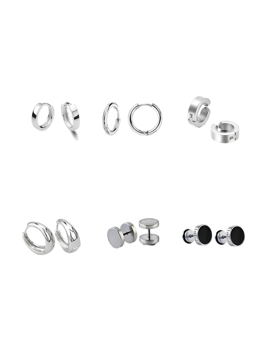 

KARISHMA KREATIONS Set Of 6 Silver-Plated Contemporary Studs Earrings