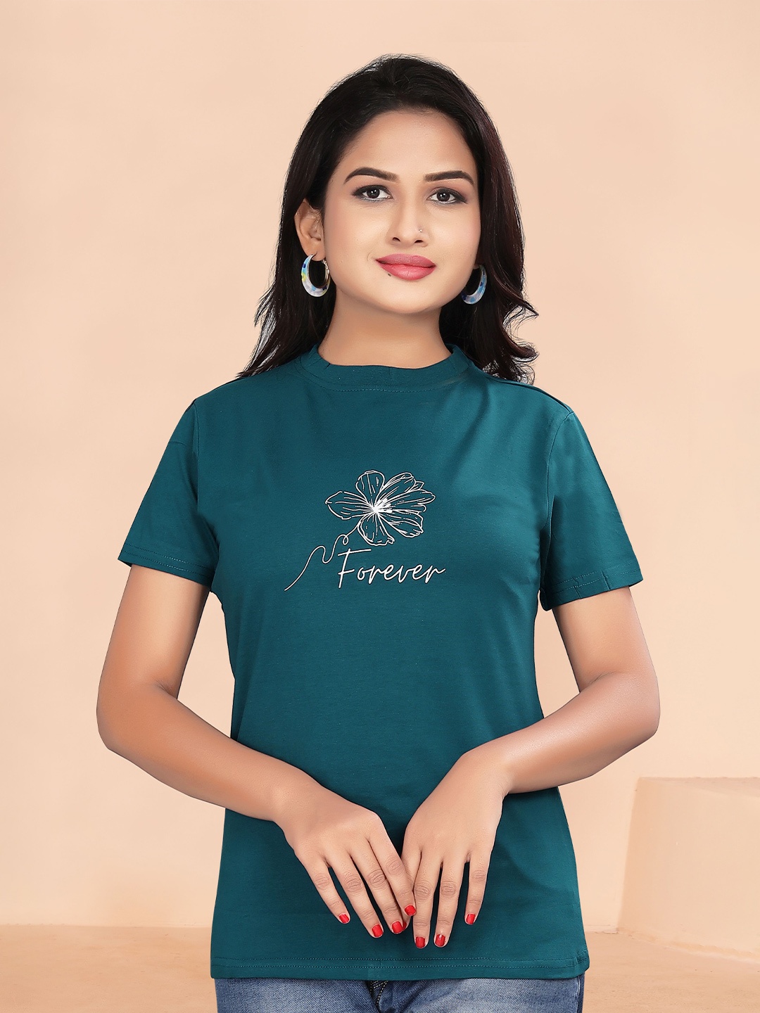 

BAESD Typography Printed Cotton T-shirt, Green