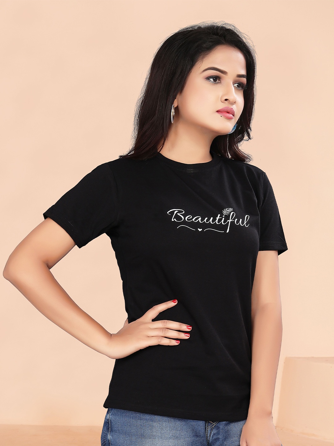 

BAESD Typography Printed Cotton T-shirt, Black