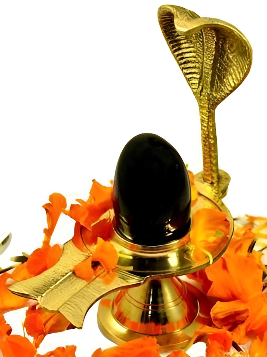 

Navyaksh Black & Gold-Toned Brass Shivling Showpiece