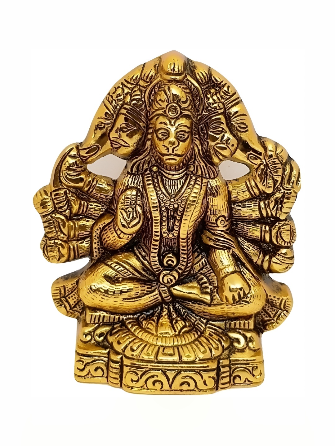 

Navyaksh Gold-Toned Panchmuki Hanuman Religious Idol Showpiece