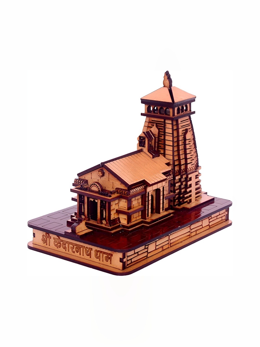 

Navyaksh Beige Wooden Religious Small Kedarnath Temple Showpiece