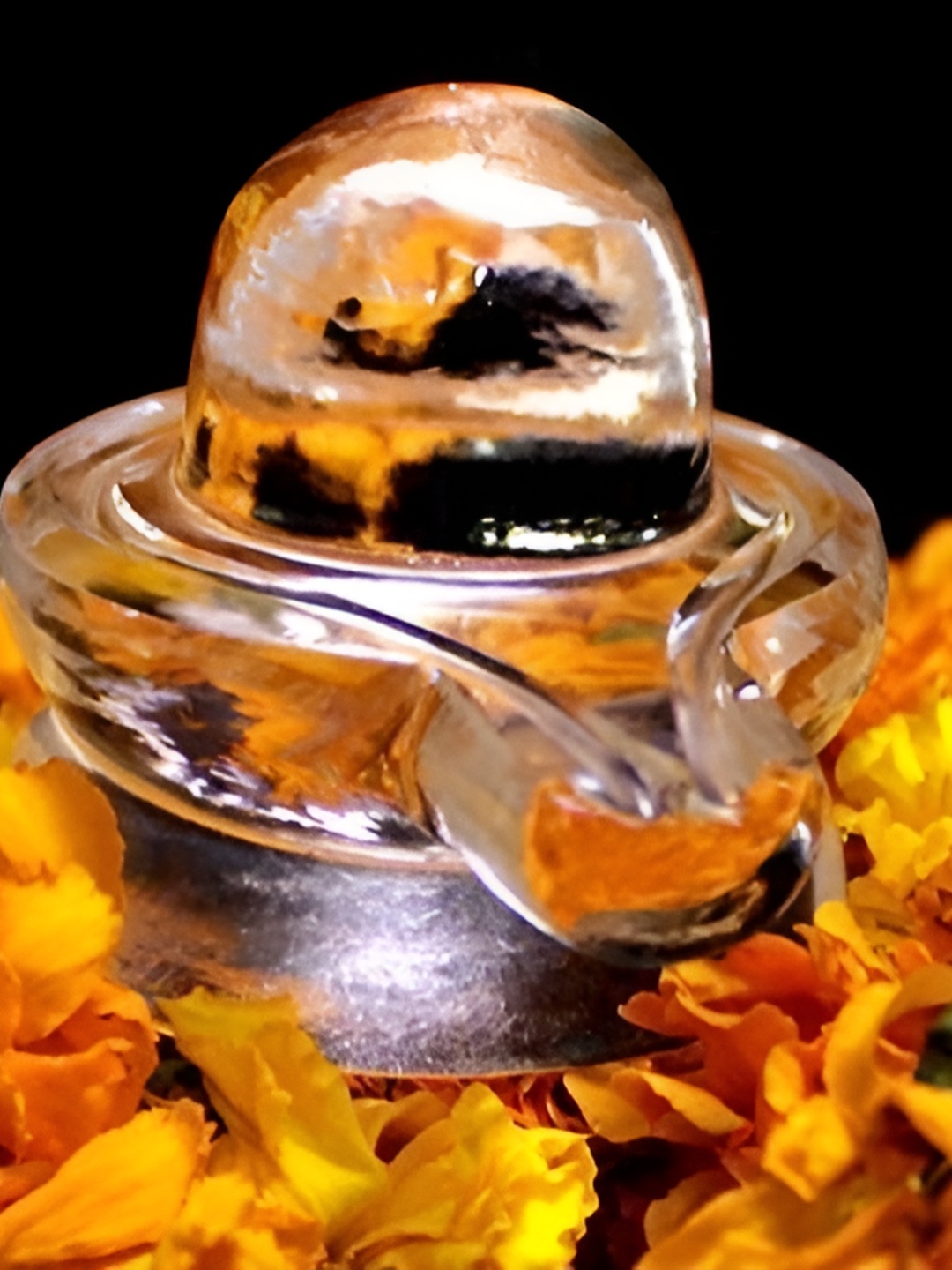 

Navyaksh White Crystal Shivling Religious Showpiece