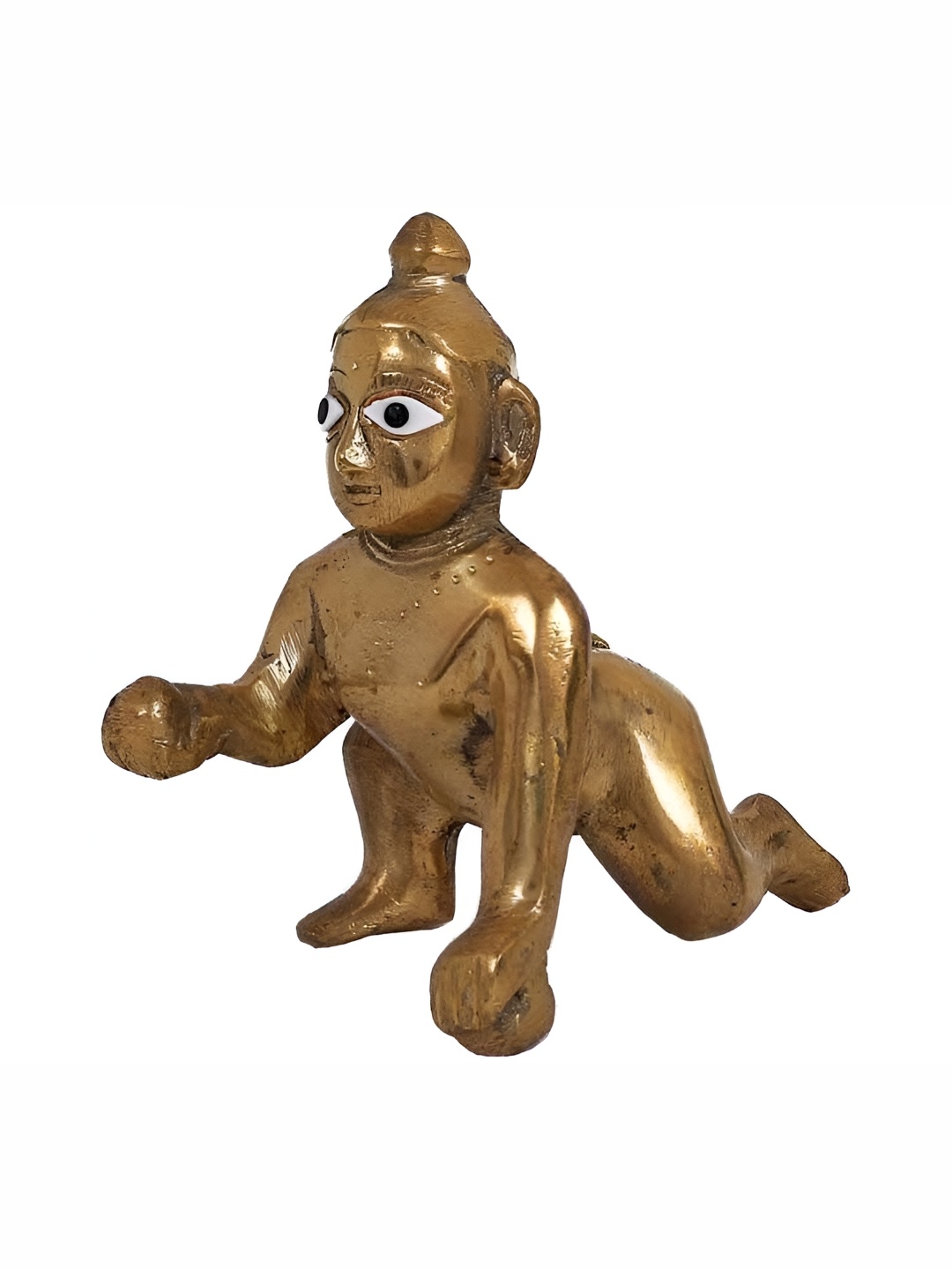 

Navyaksh Gold-Toned Brass Ladoo Gopal Showpiece