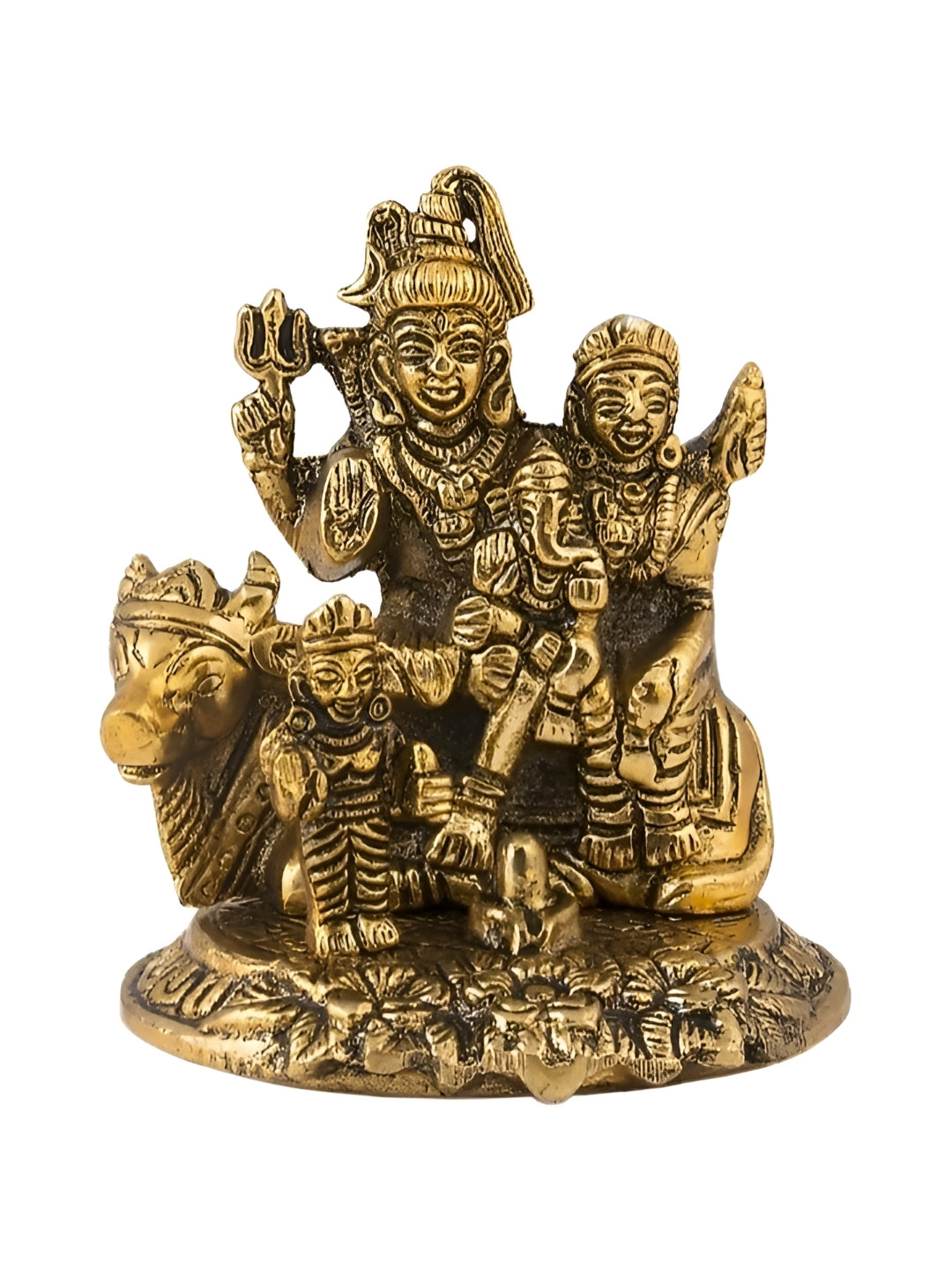 

Navyaksh Gold-Toned Religious Small Shiv Pariwar Showpiece